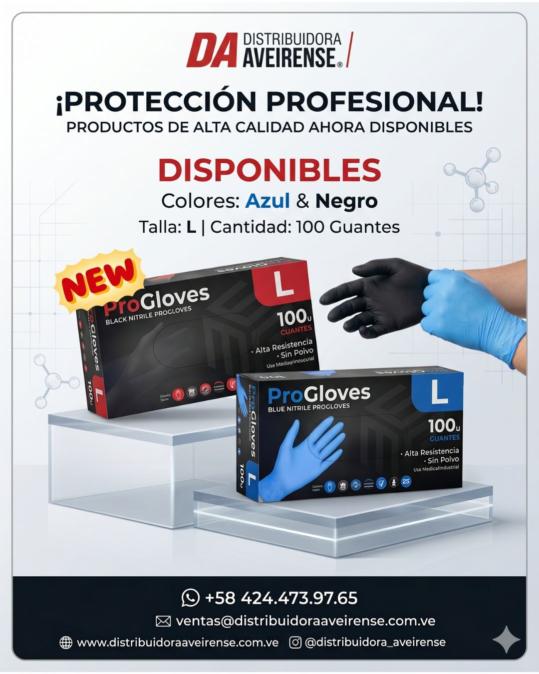 🧤 Guantes de Nitrilo Azules y Negros | Protección Profesional  📦