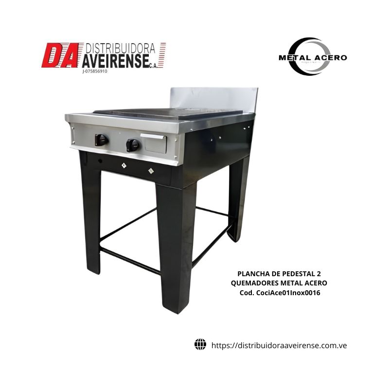 PLANCHA DE PEDESTAL 2 QUEMADORES METAL ACERO.