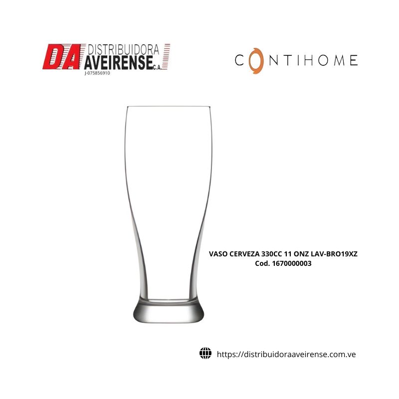 VASO CERVEZA 330CC 11 ONZ LAV-BRO19XZ., precio por unidad caja de 24 unidades