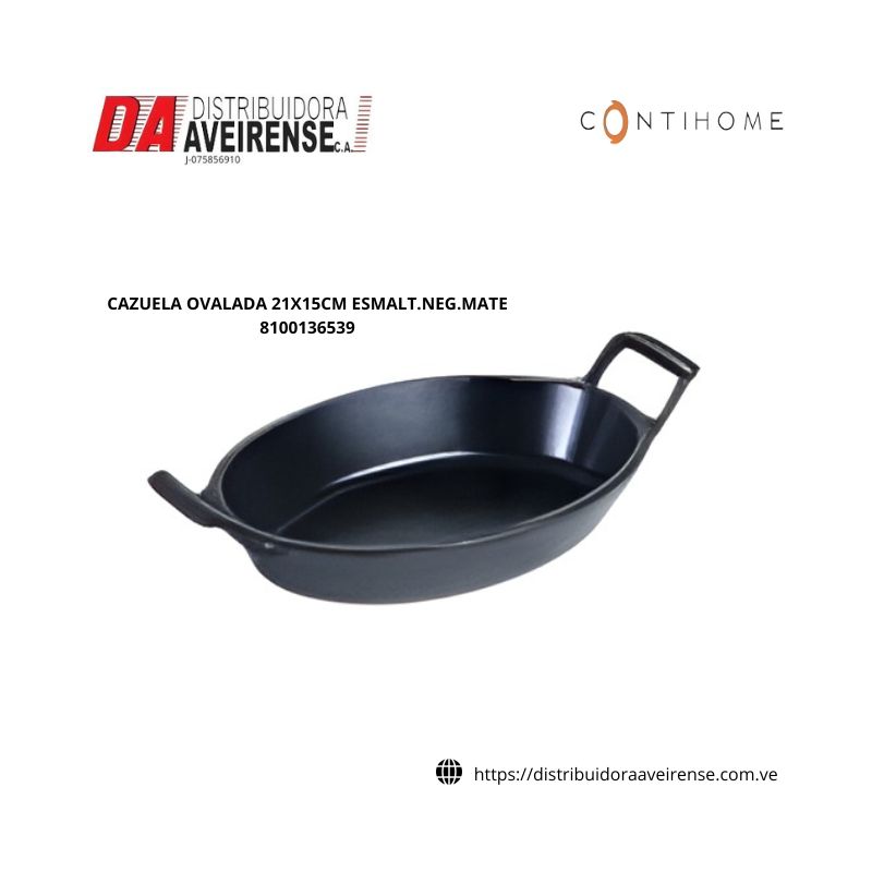 CAZUELA OVALADA 21X15CM ESMALT.NEG.MATE.36539