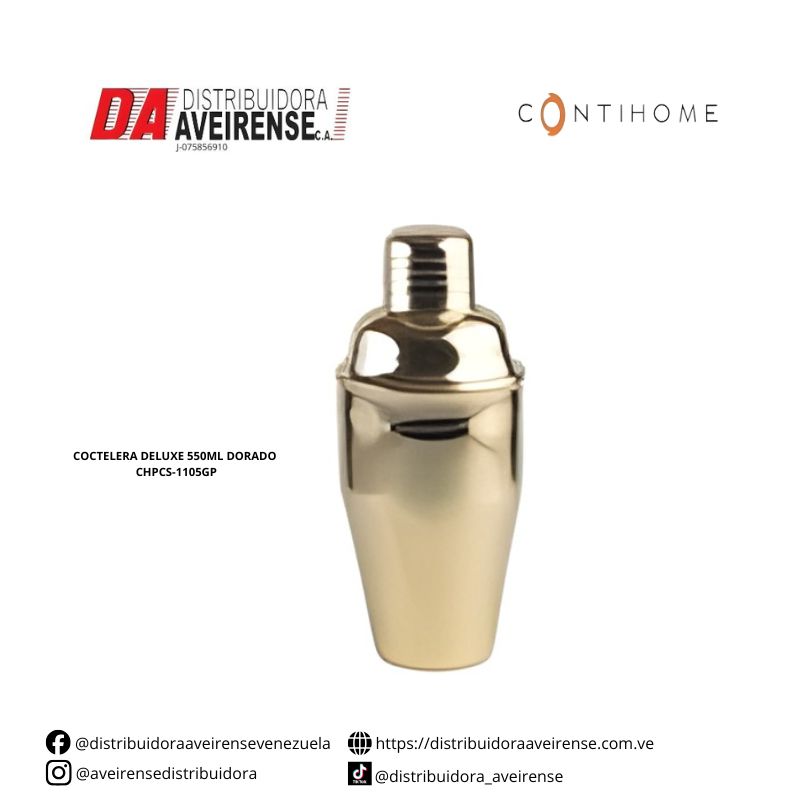 COCTELERA DELUXE 550ML DORADO CHPCS-1105GP.