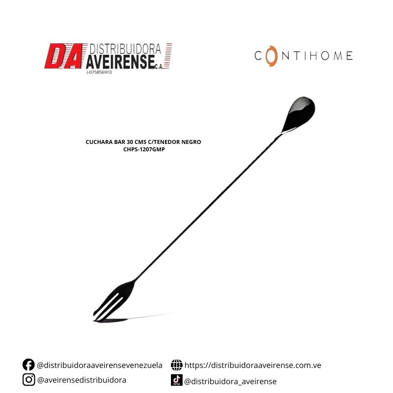 CUCHARA BAR 30 CMS C/TENEDOR NEGRO CHPS-1207GMP.