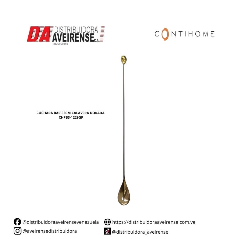 CUCHARA BAR 33CM CALAVERA DORADA CHPBS-1229GP