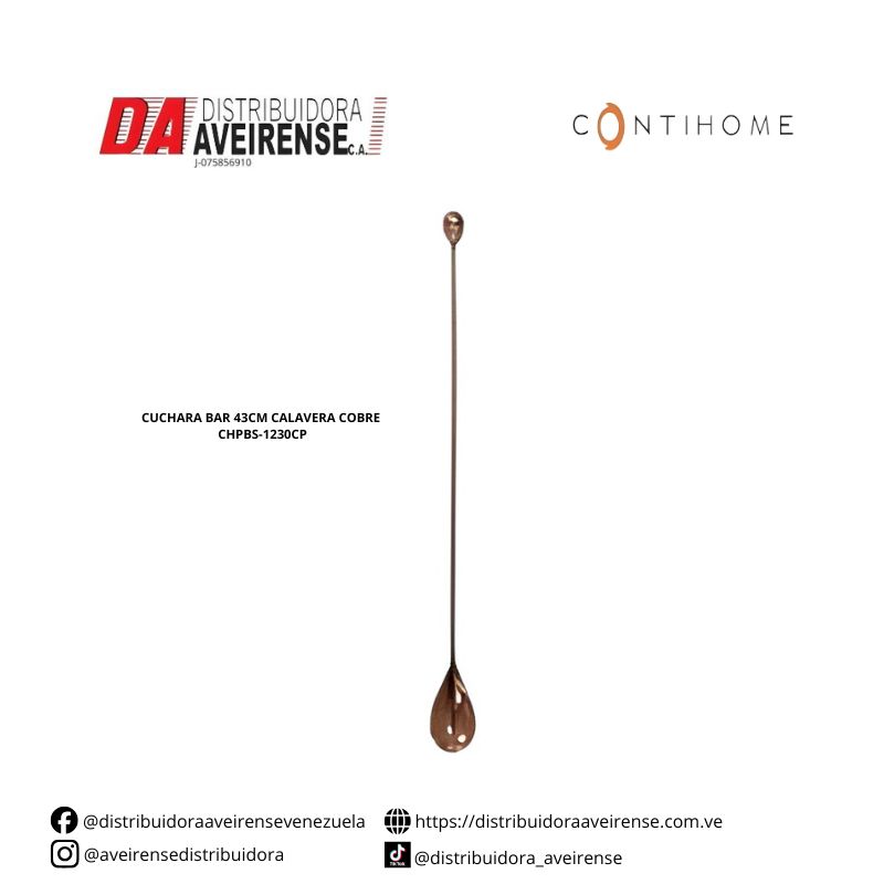CUCHARA BAR 43CM CALAVERA COBRE CHPBS-1230CP.