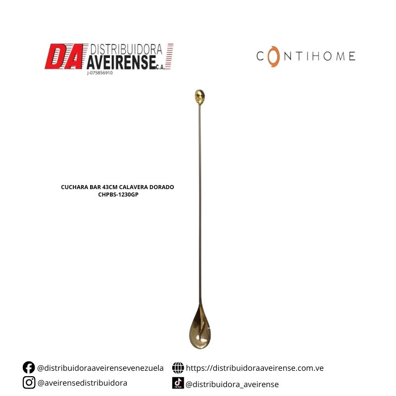 CUCHARA BAR 43CM CALAVERA DORADO CHPBS-1230GP.