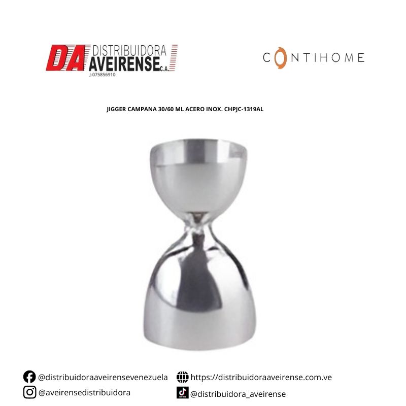 JIGGER CAMPANA 30/60 ML ACERO INOX. CHPJC-1319AL.