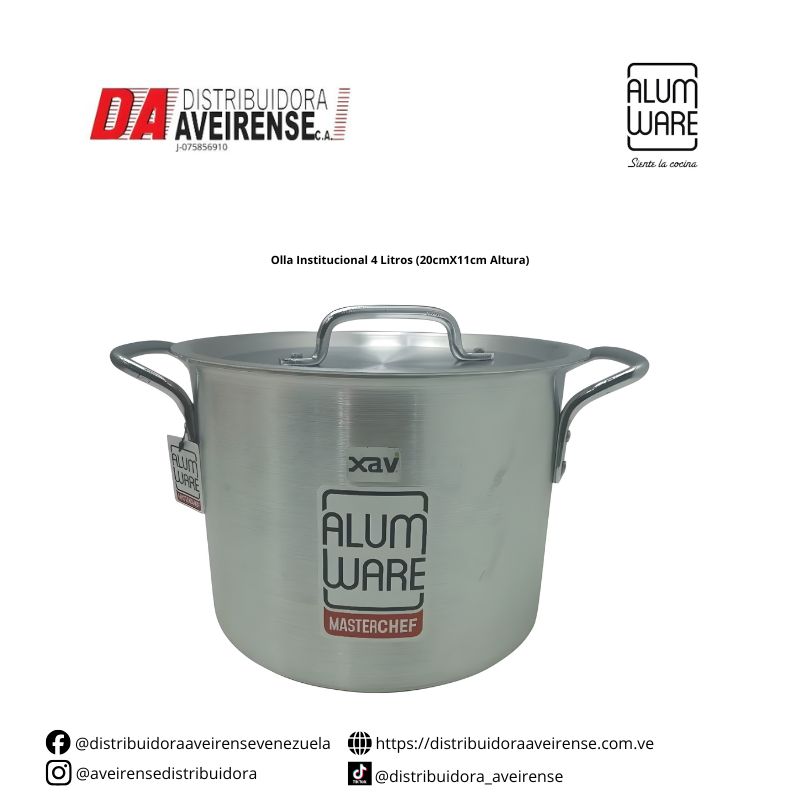 Olla Institucional 4 Litros (20cmX11cm Altura).