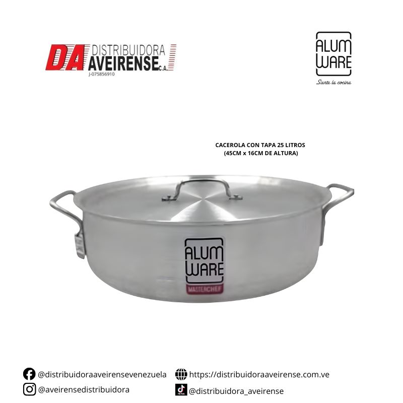 CACEROLA CON TAPA 25 LITROS (45CM x 16CM DE ALTURA)