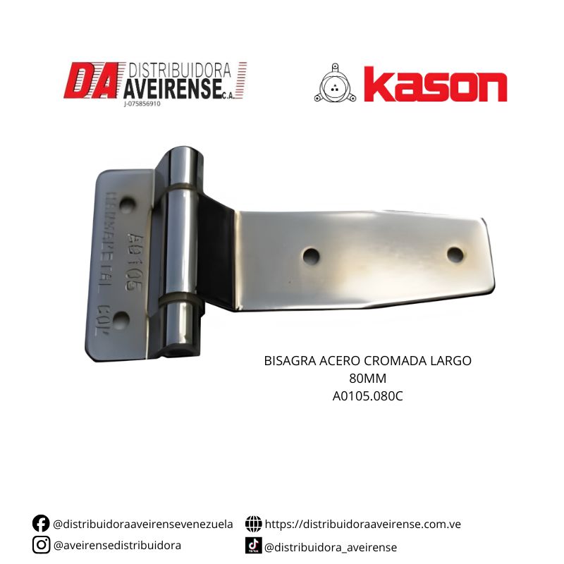 BISAGRA ACERO CROMADA LARGO 80MM A0105.080C.