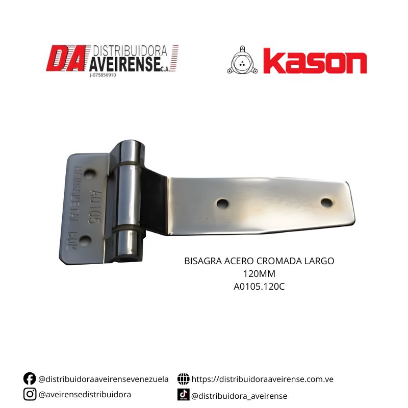 BISAGRA ACERO CROMADA LARGO 120MM A0105.120C.