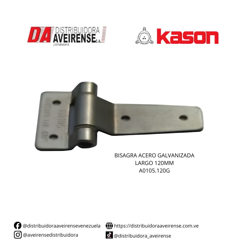 BISAGRA ACERO GALVANIZADA LARGO 120MM A0105.120G.