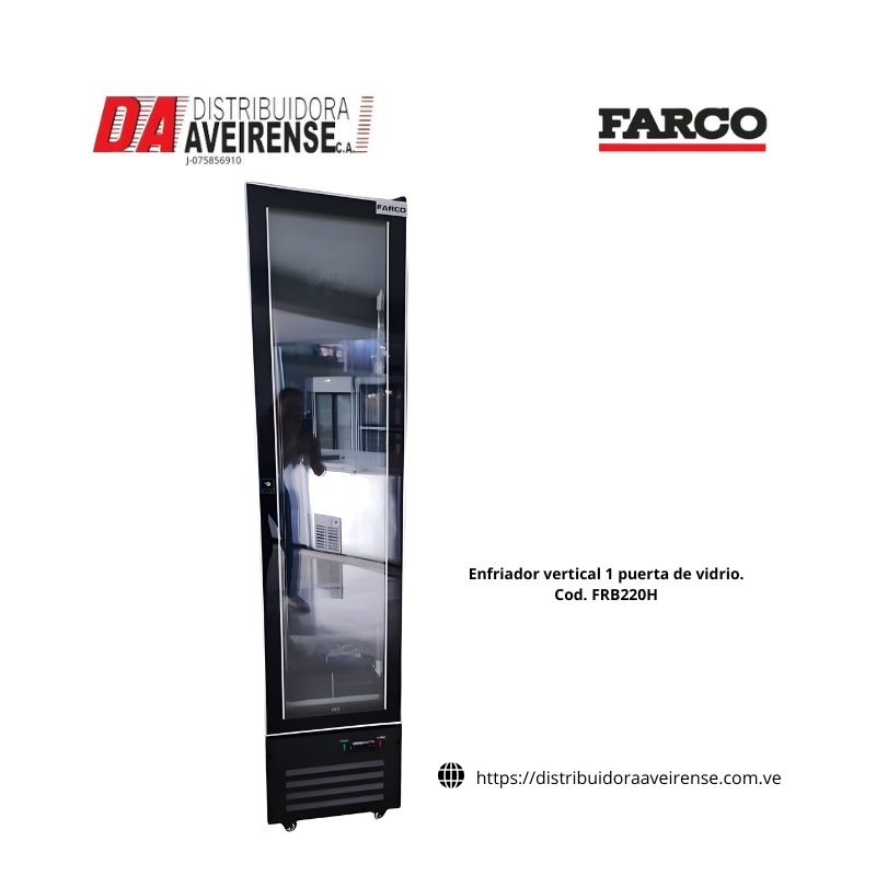 Enfriador vertical 1 puerta de vidrio. 