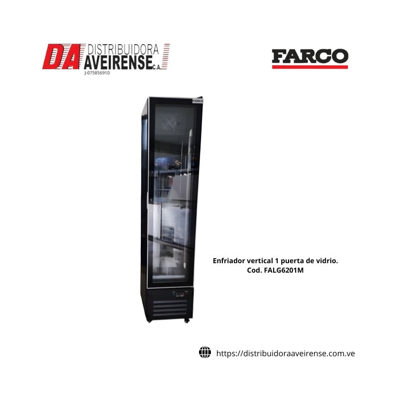 Enfriador vertical 1 puerta de vidrio. 