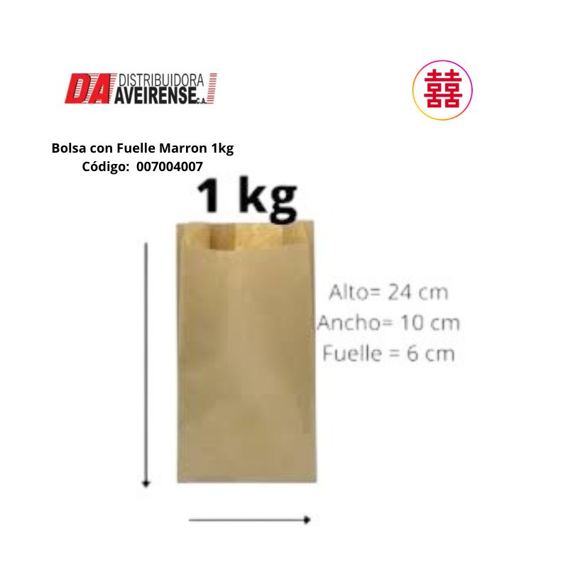 Bolsa de Papel con Fuelle 1kg. (1x500).