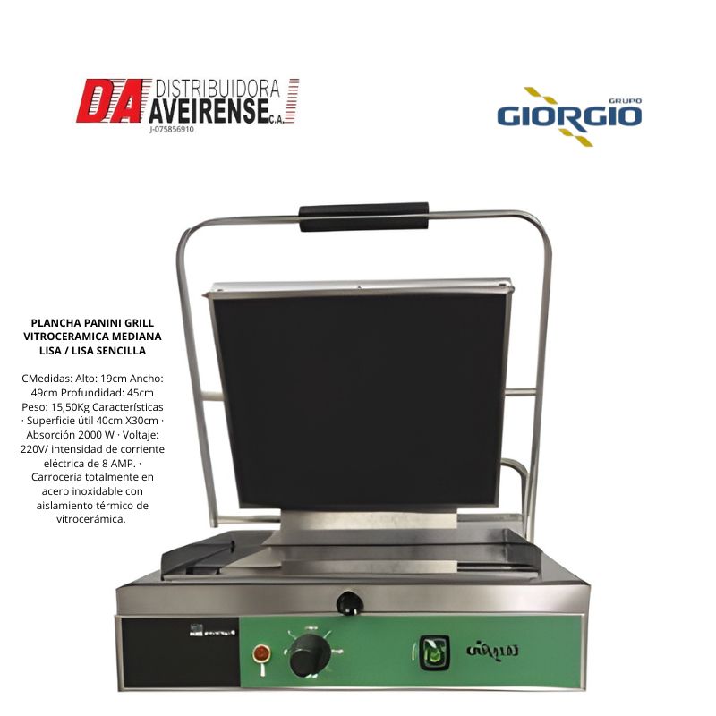 PLANCHA PANINI GRILL  VITROCERAMICA  MEDIANA  40cm X30cm