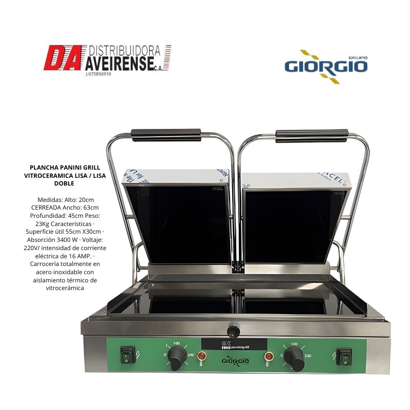 PLANCHA PANINI GRILL  VITROCERAMICA  LISA / LISA  DOBLE 55cm X30cm