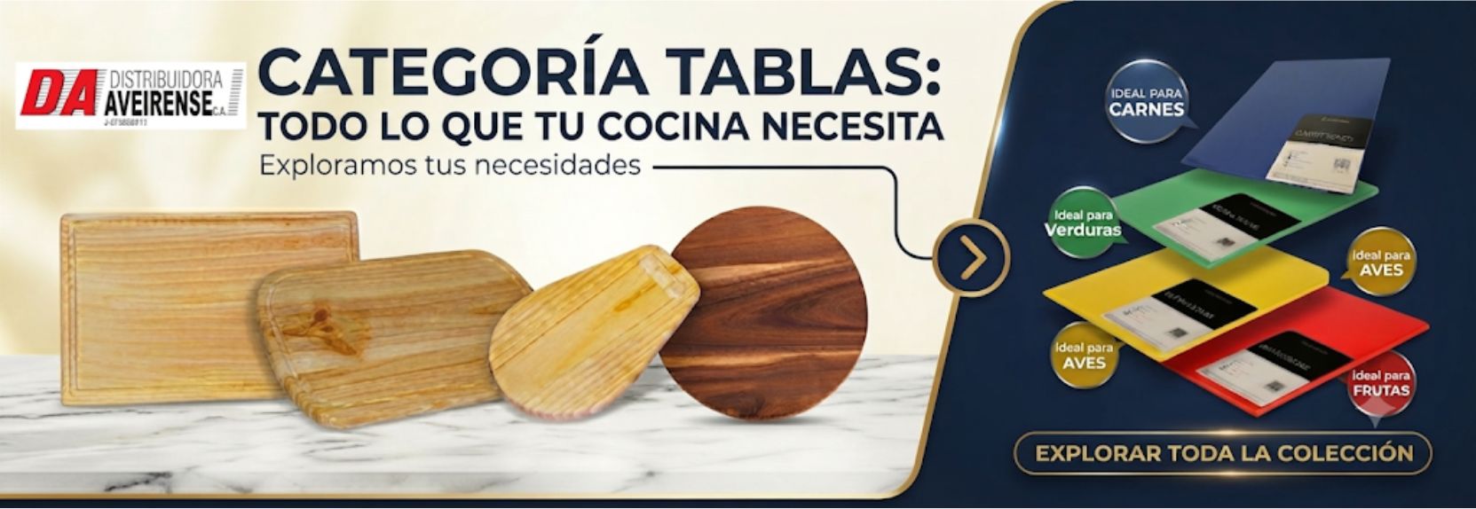 Eleva el estándar de tu cocina profesional o doméstica con la versatilidad de nuestra nueva colección. Desde el diseño rústico y duradero de nuestras piezas en madera, hasta el sistema de código de colores esencial para garantizar la inocuidad alimentaria (carnes, verduras, aves y frutas), en Distribuidora Aveirense tenemos la solución perfecta para cada proceso de corte.